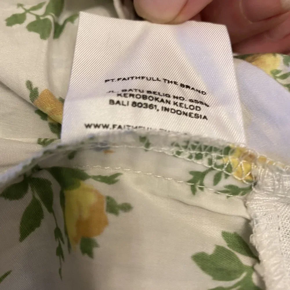 Faithfull the Brand Quincy Crop Top Large US 8 Bendita Floral Print White Puff - Picture 9 of 12